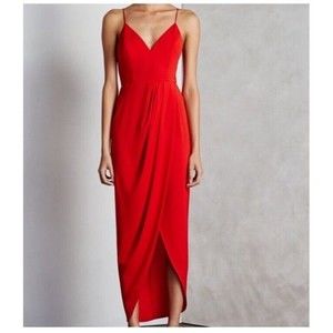 Shona Joy Core Cocktail‎ Draped Dress in Tomato Red Size 2